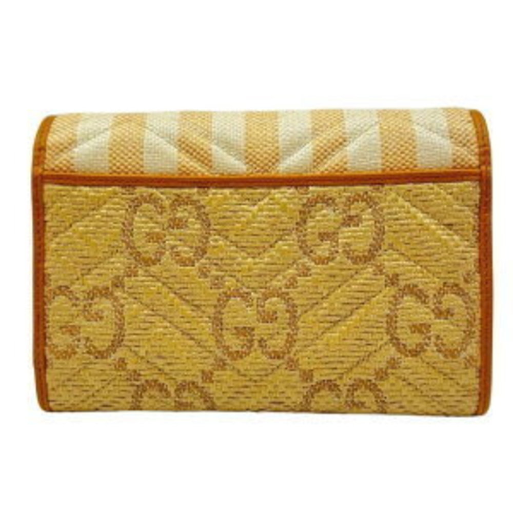 Gucci Leather Raffia Chain Orange Shoulder Wallet Bag - Picture 2 of 7